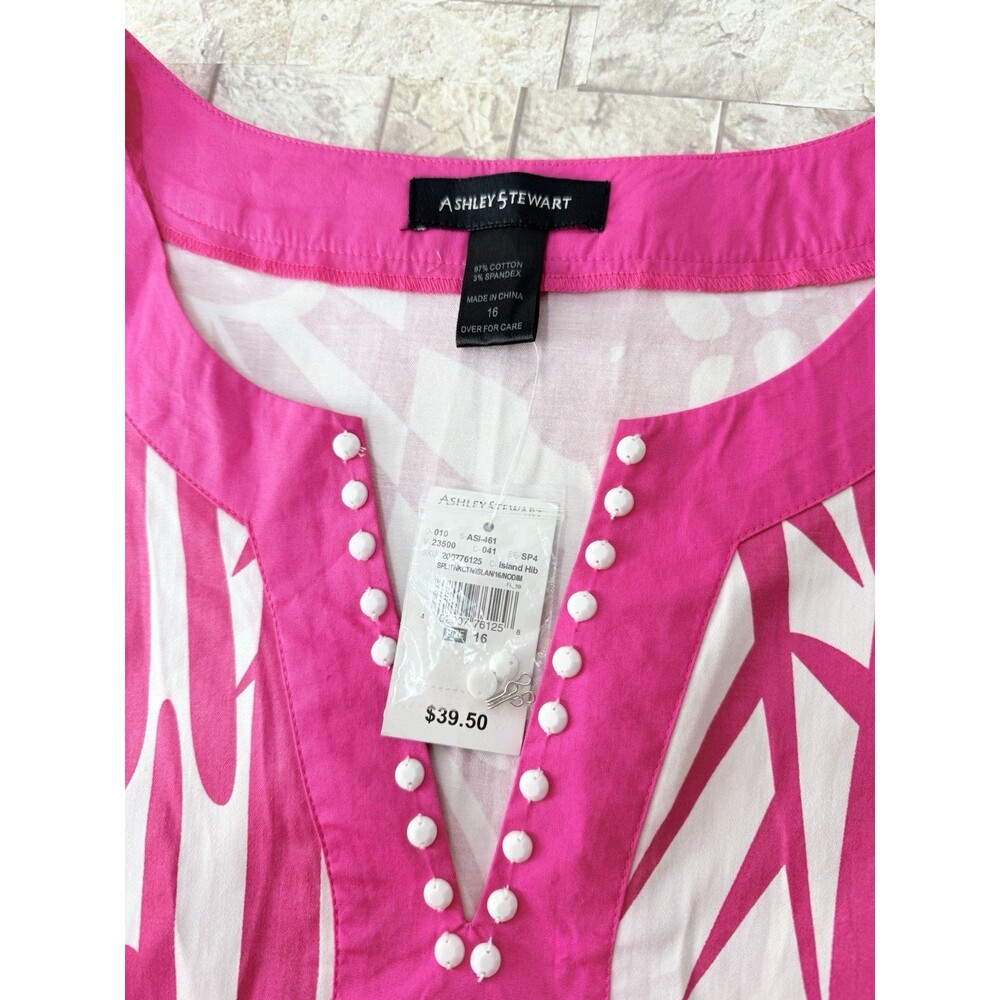 NWT Ashley Stewart Floral Print Midi Dress Size 16 Pink V Neck Sleeveless - Picture 10 of 11